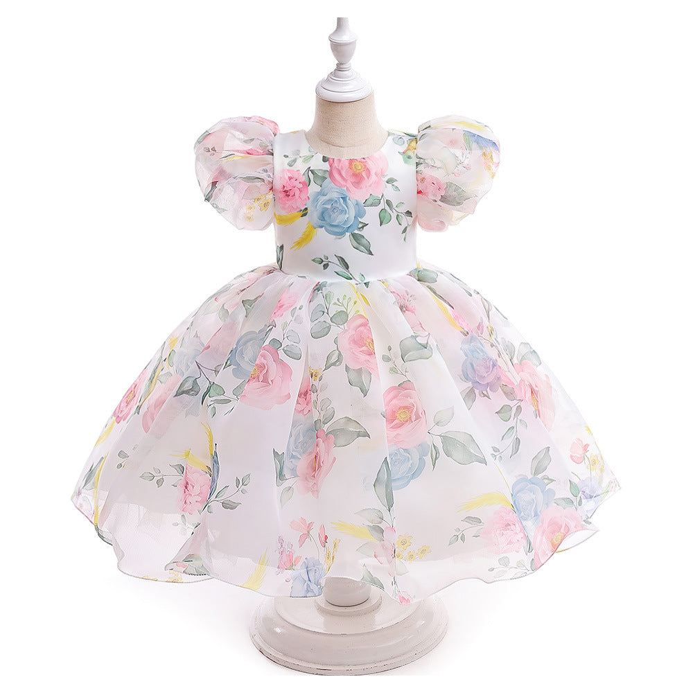 Kid Girls Flower Print Dressy Princess Dresses Wholesale 230803192