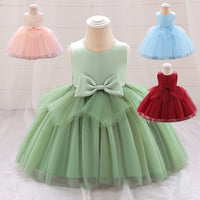 Load image into Gallery viewer, Baby Kid Girls Solid Color Bow Dressy Princess Dresses Wholesale 230803221
