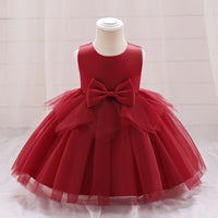 Load image into Gallery viewer, Baby Kid Girls Solid Color Bow Dressy Princess Dresses Wholesale 230803221
