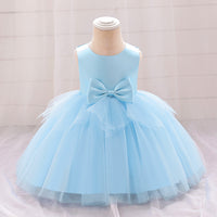 Load image into Gallery viewer, Baby Kid Girls Solid Color Bow Dressy Princess Dresses Wholesale 230803221
