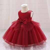 Load image into Gallery viewer, Baby Kid Girls Solid Color Bow Dressy Princess Dresses Wholesale 230803221
