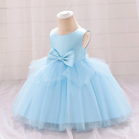 Load image into Gallery viewer, Baby Kid Girls Solid Color Bow Dressy Princess Dresses Wholesale 230803221
