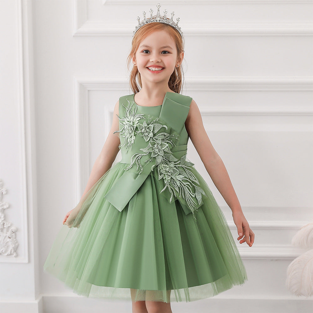 Kid Big Kid Girls Solid Color Dressy Princess Dresses Wholesale 23080329
