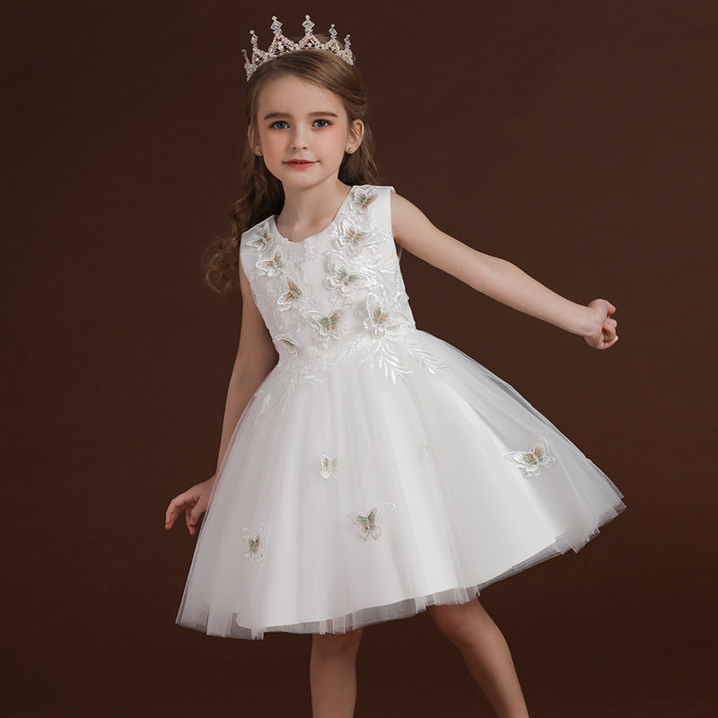 Kid Big Kid Girls Solid Color Butterfly Dressy Princess Dresses Wholesale 23080336
