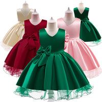 Load image into Gallery viewer, Kid Girls Solid Color Bow Dressy Princess Dresses Wholesale 23080359
