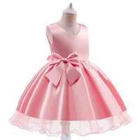 Load image into Gallery viewer, Kid Girls Solid Color Bow Dressy Princess Dresses Wholesale 23080359
