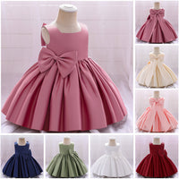 Load image into Gallery viewer, Baby Kid Girls Solid Color Bow Dressy Princess Dresses Wholesale 23080370
