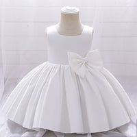 Load image into Gallery viewer, Baby Kid Girls Solid Color Bow Dressy Princess Dresses Wholesale 23080370
