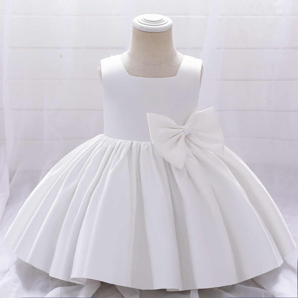 Baby Kid Girls Solid Color Bow Dressy Princess Dresses Wholesale 23080370