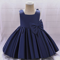 Load image into Gallery viewer, Baby Kid Girls Solid Color Bow Dressy Princess Dresses Wholesale 23080370
