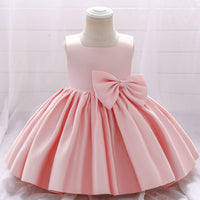 Load image into Gallery viewer, Baby Kid Girls Solid Color Bow Dressy Princess Dresses Wholesale 23080370
