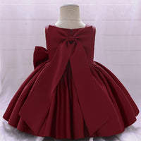 Load image into Gallery viewer, Baby Kid Girls Solid Color Bow Dressy Princess Dresses Wholesale 23080370
