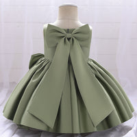 Load image into Gallery viewer, Baby Kid Girls Solid Color Bow Dressy Princess Dresses Wholesale 23080370
