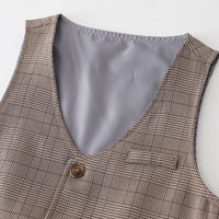 Load image into Gallery viewer, 3 Pieces Set Baby Kid Boys Solid Color Shirts Checked Vests Waistcoats And Pants Wholesale 23082803
