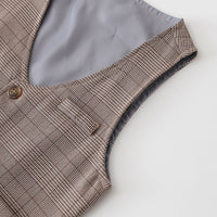 Load image into Gallery viewer, 3 Pieces Set Baby Kid Boys Solid Color Shirts Checked Vests Waistcoats And Pants Wholesale 23082803
