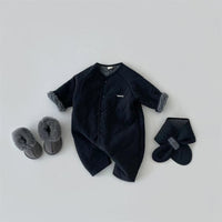Load image into Gallery viewer, 2 Pieces Set Baby Boys Solid Color Jumpsuits And Scarves Wholesale 23082808
