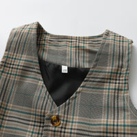 Load image into Gallery viewer, 3 Pieces Set Baby Kid Boys Checked Vests Waistcoats Pants And Solid Color Shirts Wholesale 230828102
