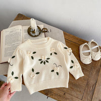Load image into Gallery viewer, Baby Kid Girls Solid Color Embroidered Sweaters Wholesale 230828156
