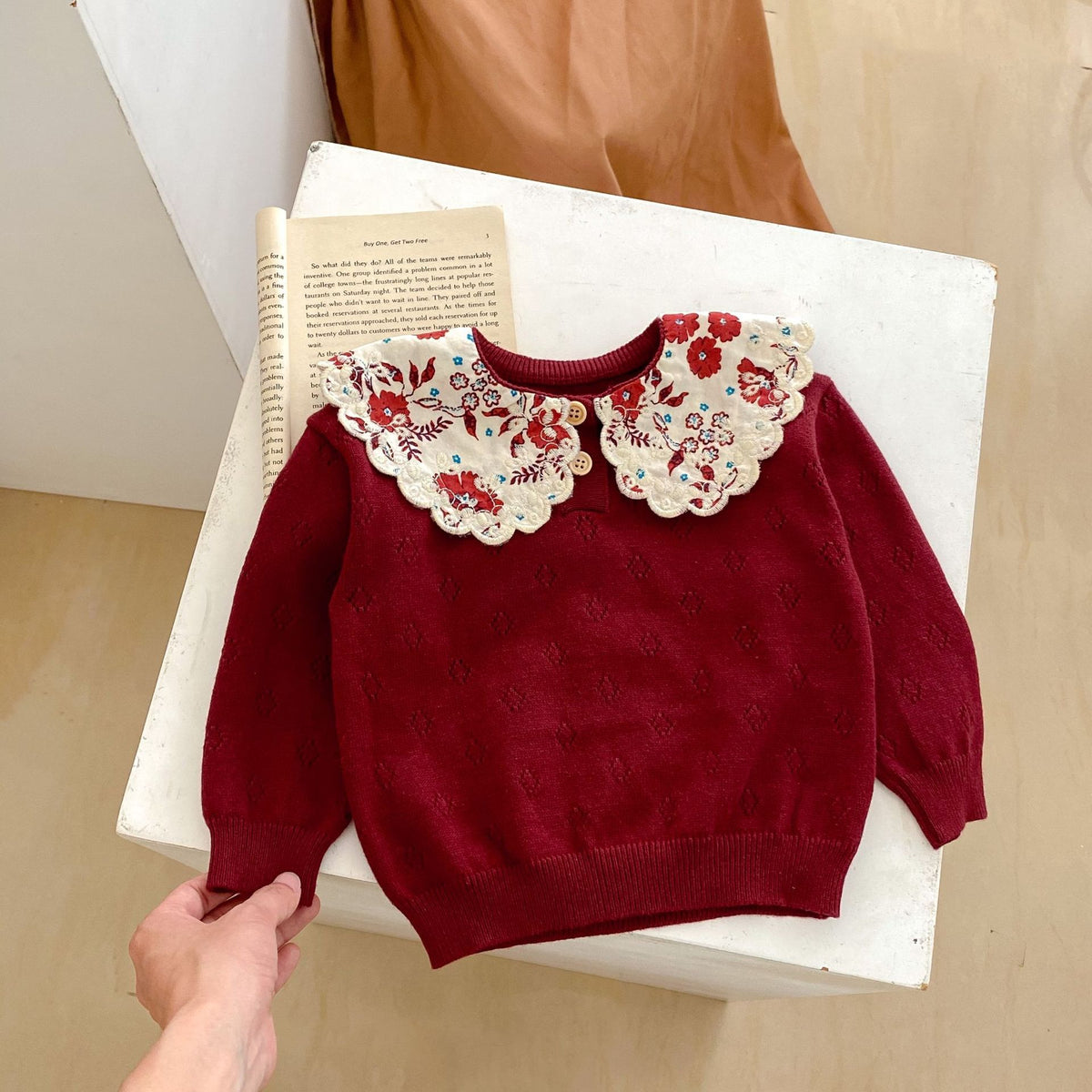 Baby Kid Girls Solid Color Flower Sweaters Wholesale 230828177