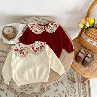 Load image into Gallery viewer, Baby Kid Girls Solid Color Flower Sweaters Wholesale 230828177
