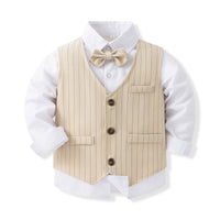 Load image into Gallery viewer, 3 Pieces Set Baby Kid Boys Solid Color Shirts Striped Vests Waistcoats And Pants Wholesale 230828182
