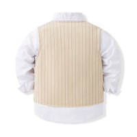 Load image into Gallery viewer, 3 Pieces Set Baby Kid Boys Solid Color Shirts Striped Vests Waistcoats And Pants Wholesale 230828182
