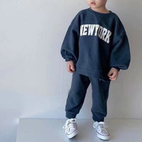 Load image into Gallery viewer, 2 Pieces Set Baby Kid Girls Boys Sports Letters Hoodies Sweatshirts And Solid Color Pants Wholesale 230828220
