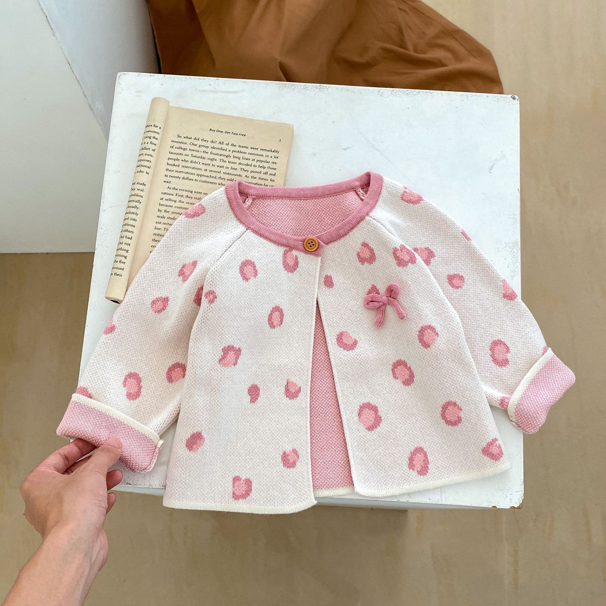 Baby Kid Girls Solid Color Polka dots Print Cardigan And Dresses Wholesale 230828228