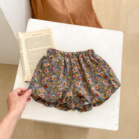 Load image into Gallery viewer, 2 Pieces Set Baby Kid Girls Solid Color Print Tops And Flower Shorts Wholesale 230828248
