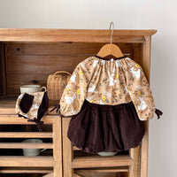 Load image into Gallery viewer, 3 Pieces Set Baby Kid Girls Animals Print Tops Solid Color Shorts And Hat Wholesale 230828249
