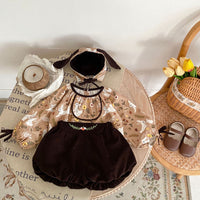 Load image into Gallery viewer, 3 Pieces Set Baby Kid Girls Animals Print Tops Solid Color Shorts And Hat Wholesale 230828249
