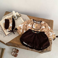 Load image into Gallery viewer, 3 Pieces Set Baby Kid Girls Animals Print Tops Solid Color Shorts And Hat Wholesale 230828249
