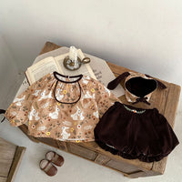 Load image into Gallery viewer, 3 Pieces Set Baby Kid Girls Animals Print Tops Solid Color Shorts And Hat Wholesale 230828249
