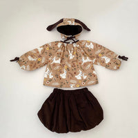 Load image into Gallery viewer, 3 Pieces Set Baby Kid Girls Animals Print Tops Solid Color Shorts And Hat Wholesale 230828249
