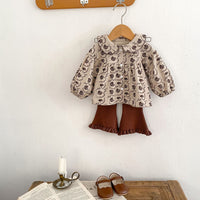 Load image into Gallery viewer, Baby Kid Girls Solid Color Flower Print Tops Pants Wholesale 230828263
