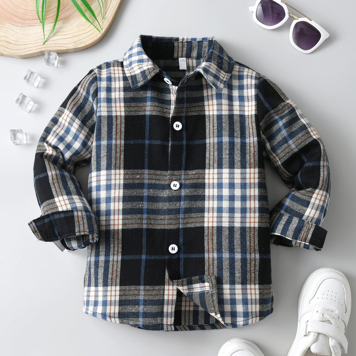 Baby Kid Boys Color-blocking Checked Shirts Wholesale 230828272
