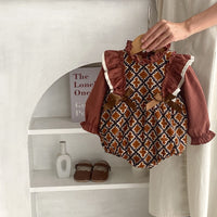 Load image into Gallery viewer, Baby Girls Color-blocking Print Rompers Wholesale 230828284
