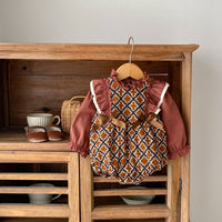 Load image into Gallery viewer, Baby Girls Color-blocking Print Rompers Wholesale 230828284
