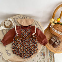 Load image into Gallery viewer, Baby Girls Color-blocking Print Rompers Wholesale 230828284
