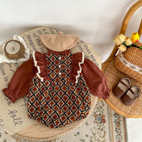 Load image into Gallery viewer, Baby Girls Color-blocking Print Rompers Wholesale 230828284
