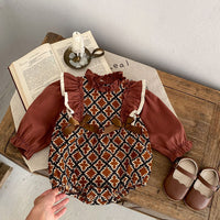 Load image into Gallery viewer, Baby Girls Color-blocking Print Rompers Wholesale 230828284
