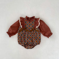 Load image into Gallery viewer, Baby Girls Color-blocking Print Rompers Wholesale 230828284
