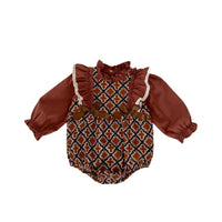 Load image into Gallery viewer, Baby Girls Color-blocking Print Rompers Wholesale 230828284
