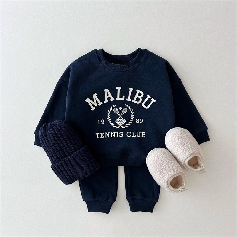 2 Pieces Set Baby Kid Girls Boys Letters Print Hoodies Sweatshirts And Solid Color Pants Wholesale 230828316