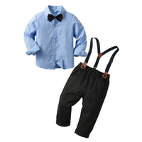 Load image into Gallery viewer, 2 Pieces Set Baby Kid Boys Solid Color Bow Shirts And Jumpsuits Wholesale 230828318
