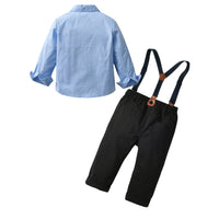 Load image into Gallery viewer, 2 Pieces Set Baby Kid Boys Solid Color Bow Shirts And Jumpsuits Wholesale 230828318
