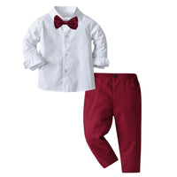Load image into Gallery viewer, 3 Pieces Set Baby Kid Boys Solid Color Bow Shirts And Pants Wholesale 230828319
