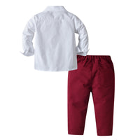 Load image into Gallery viewer, 3 Pieces Set Baby Kid Boys Solid Color Bow Shirts And Pants Wholesale 230828319
