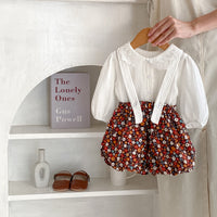 Load image into Gallery viewer, 2 Pieces Set Baby Kid Girls Solid Color Print Tops And Flower Shorts Wholesale 230828345
