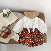 Load image into Gallery viewer, 2 Pieces Set Baby Kid Girls Solid Color Print Tops And Flower Shorts Wholesale 230828345
